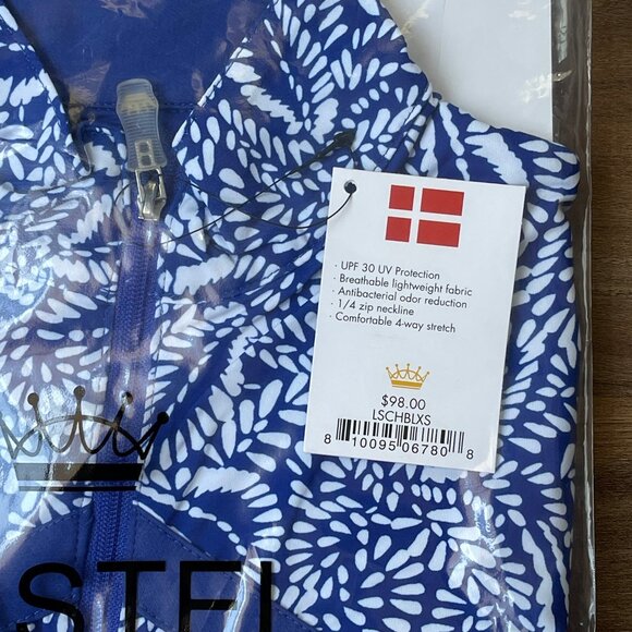 Kastel Denmark Women's Longsleeve Sun Shirt - Chevron Blue Leaves - XS - Picture 4 of 5